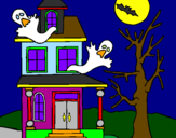 Disegno Casa del terrore pitturato su hallowen