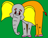 Disegno Elefante felice  pitturato su GIUSEPPE