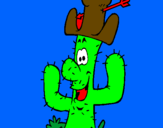Disegno Cactus con il cappello  pitturato su isabella