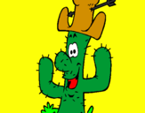 Disegno Cactus con il cappello  pitturato su Acolore. com