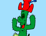 Disegno Cactus con il cappello  pitturato su LUIGI