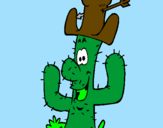 Disegno Cactus con il cappello  pitturato su carmine