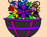 Disegno Paniere di fiori 11 pitturato su composizione floreale