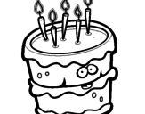 Disegno Torta di compleanno 2 pitturato su torta 
