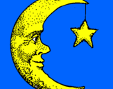 Disegno Luna e stelle  pitturato su PAOLA E ANDREA
