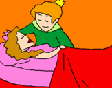 Disegno La principessa addormentata e il principe  pitturato su silvia e davide