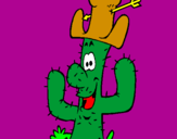 Disegno Cactus con il cappello  pitturato su Vale
