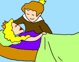 Disegno La principessa addormentata e il principe  pitturato su GLORIA 5 ANNI