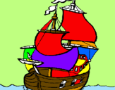 Disegno Barca  pitturato su edoardo