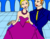 Disegno Principessa e principe al ballo  pitturato su ARIANNA