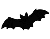Disegno Pipistrello in volo  pitturato su ciao