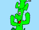Disegno Cactus con il cappello  pitturato su mia