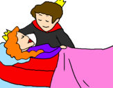 Disegno La principessa addormentata e il principe  pitturato su beverli ti amo