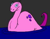 Disegno La ragazza del Mostro di Loch Ness pitturato su amata dinosauri
