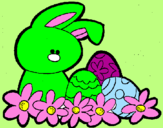 Disegno Coniglietto di Pasqua  pitturato su carlotta