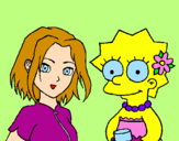 Disegno Sakura e Lisa pitturato su elisa