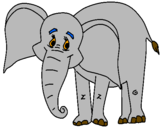 Disegno Elefante felice  pitturato su alessia