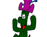 Disegno Cactus con il cappello  pitturato su DAVIDE