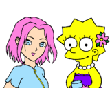 Disegno Sakura e Lisa pitturato su andrea