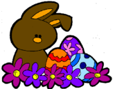 Disegno Coniglietto di Pasqua  pitturato su Jessica