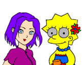 Disegno Sakura e Lisa pitturato su arianna