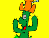 Disegno Cactus con il cappello  pitturato su ermias