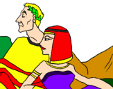 Disegno Cesare e Cleopatra  pitturato su ste