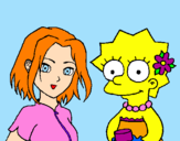 Disegno Sakura e Lisa pitturato su laura