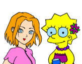 Disegno Sakura e Lisa pitturato su flavia 