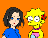 Disegno Sakura e Lisa pitturato su alessia