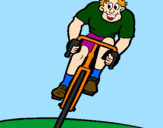 Disegno Ciclista con il berretto  pitturato su richi