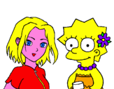 Disegno Sakura e Lisa pitturato su lisa