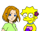 Disegno Sakura e Lisa pitturato su alice