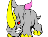Disegno Rinoceronte II pitturato su FEDERICO