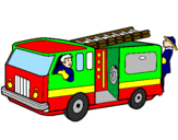 Disegno Pompieri sul camion  pitturato su simone