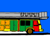 Disegno Camion dei pompieri con la scala pitturato su mattia 