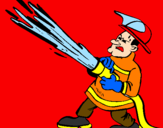 Disegno Pompiere con idrante  pitturato su LORENZO