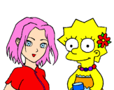 Disegno Sakura e Lisa pitturato su martina