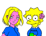 Disegno Sakura e Lisa pitturato su fabiana