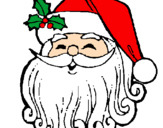 Disegno Faccione Babbo Natale  pitturato su luca
