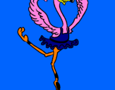 Disegno Struzzo ballerino pitturato su ambrettina 2001