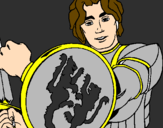 Disegno Cavaliere dallo scudo con leoni  pitturato su killo