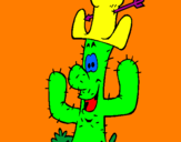 Disegno Cactus con il cappello  pitturato su milena