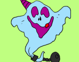 Disegno Fantasma con cappellino da festa  pitturato su cindy