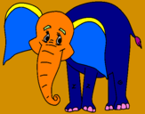 Disegno Elefante felice  pitturato su Gloria bella bella