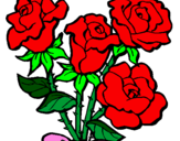 Disegno Mazzo di rose  pitturato su carlamaria