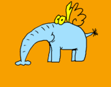Disegno Elefante con le ali  pitturato su samuele