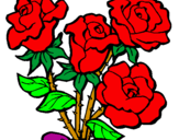Disegno Mazzo di rose  pitturato su giusy