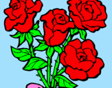 Disegno Mazzo di rose  pitturato su bonazza