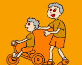 Disegno Triciclo pitturato su Giada
